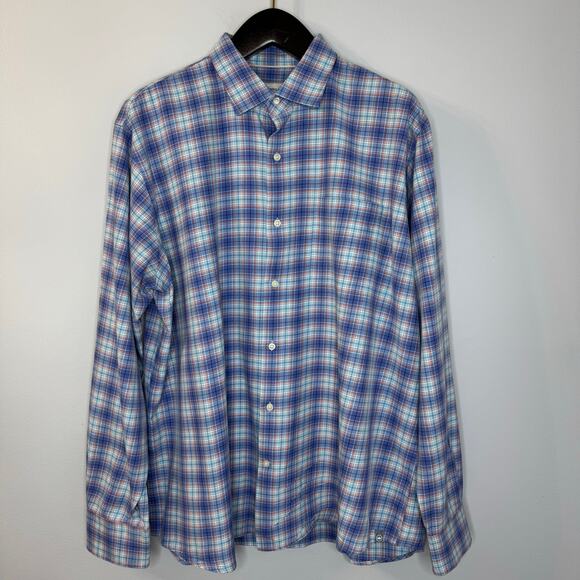 Peter Millar Men's Whitby Coast Plaid Button Down Blue Shirt Preppy Sz. XL - Picture 2 of 10